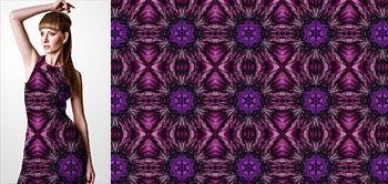 10015 Materiał ze wzorem motyw inspirowany kalejdoskopem ułożony z kolorowych płatków kwiatów i efektu odbicia